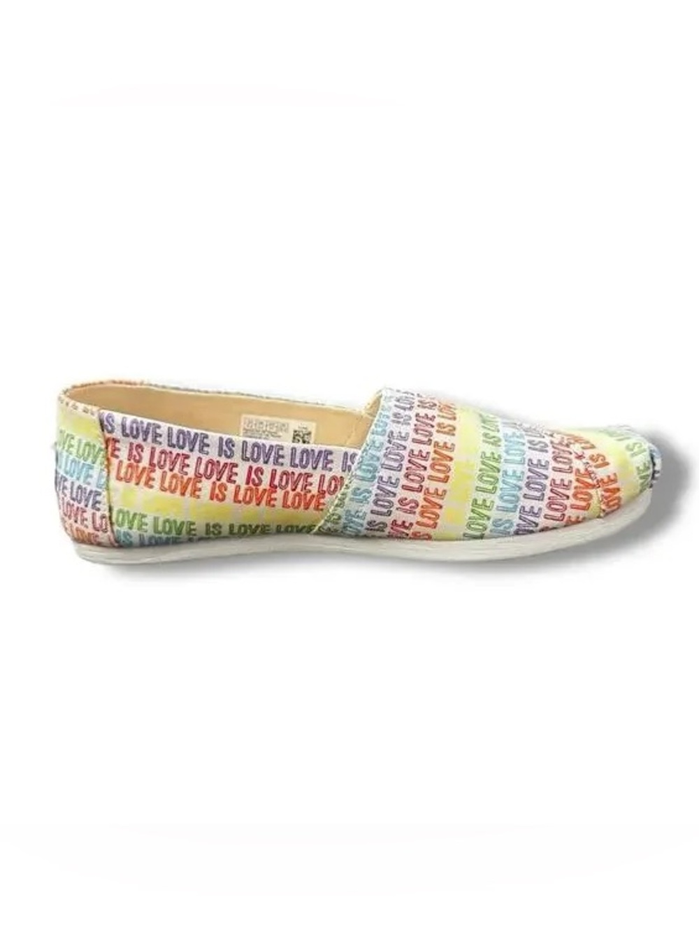 Toms Women's Alpargata Slip On Flats Rainbow Canvas Love is Love Pride 7.5